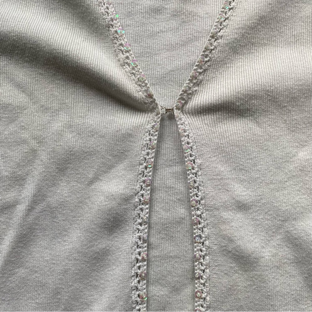 Denver Hayes Cream V-Neck Open Front Cardigan - Picture 4 of 9